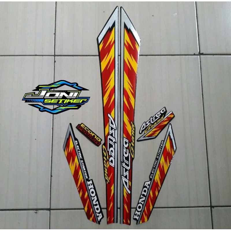 sticker striping motor astrea grand 93 limited edition merah kuning