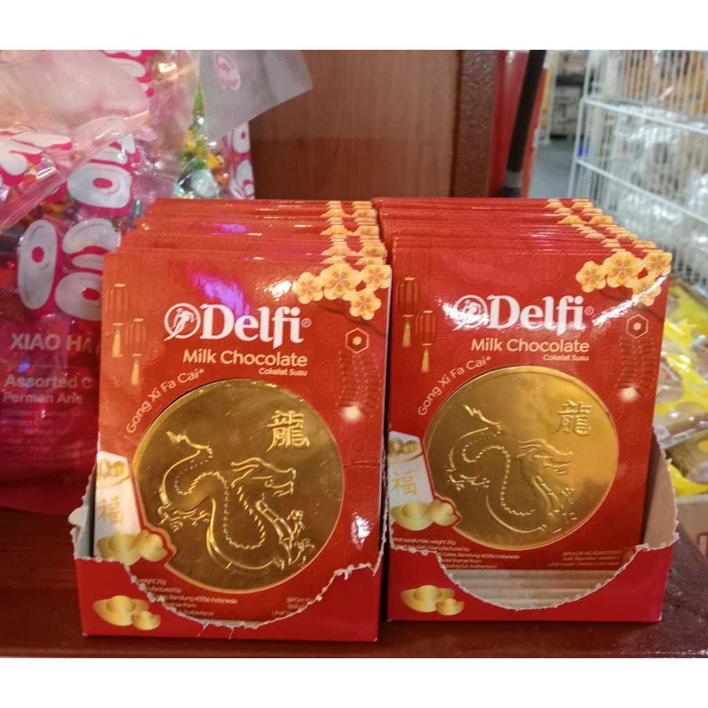 

COKELAT IMLEK CNY DELFI MILK CHOCOLATE COIN 25 GRAM SHIO NAGA FREE KARTU UCAPAN