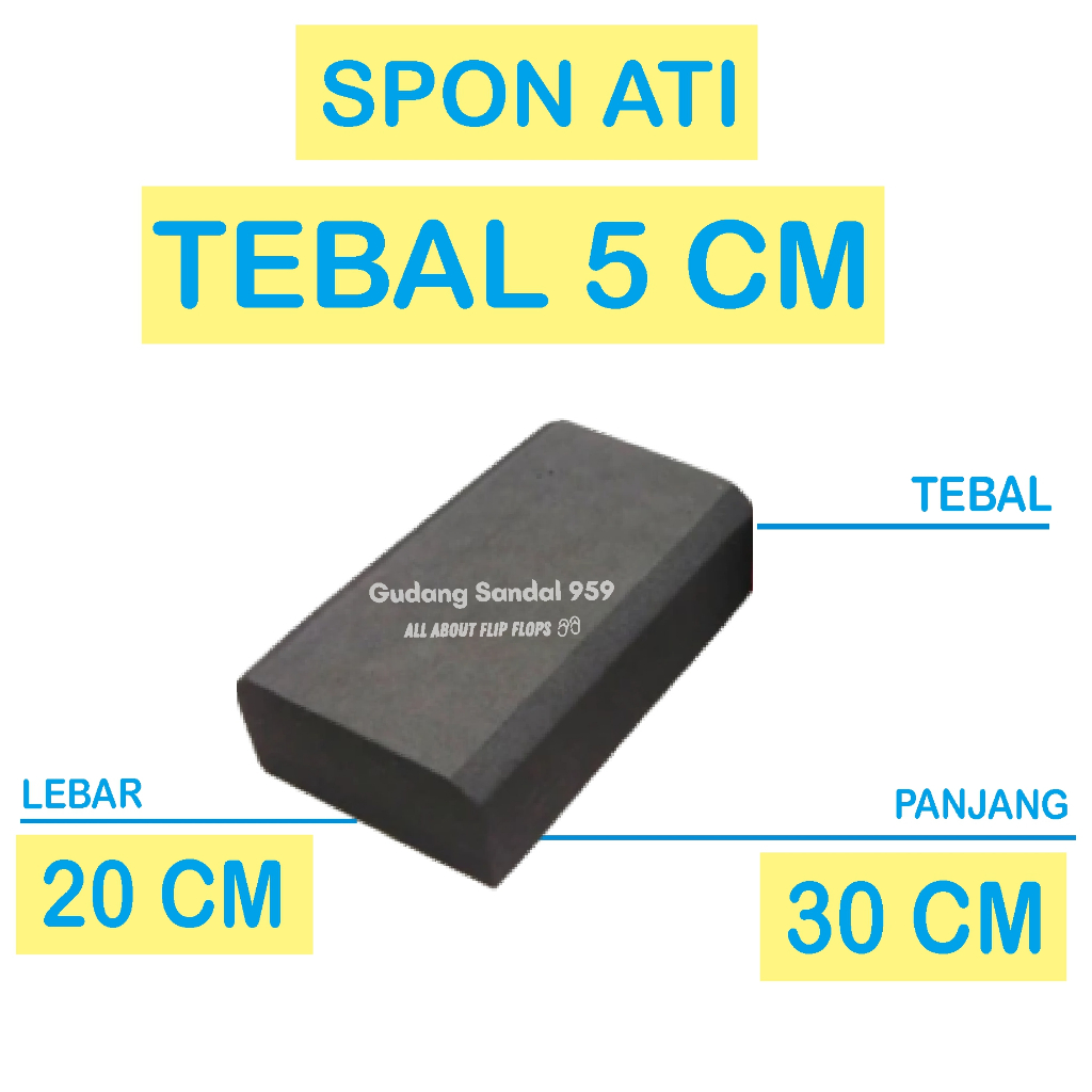 SPON ATI / BUSA ATI / SPON EVA TEBAL 5 CM WARNA HITAM UKURAN 30 CM X 20 CM
