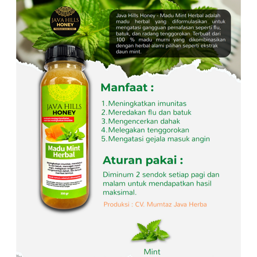 

java hills premium Madu dari lebah apis - Madu Mint