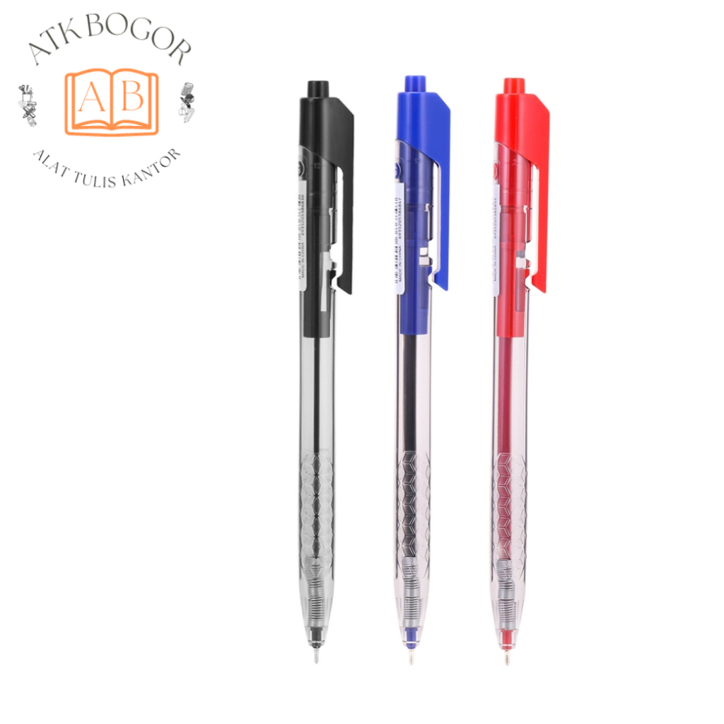 

Deli Pulpen Cetek Ekstra Halus EQ013 Retractable Ballpoint Pen Arrow 0.7 - Hitam / Biru / Merah