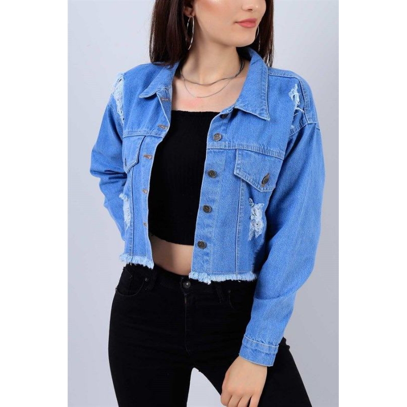 jaket Levis sobek wanita