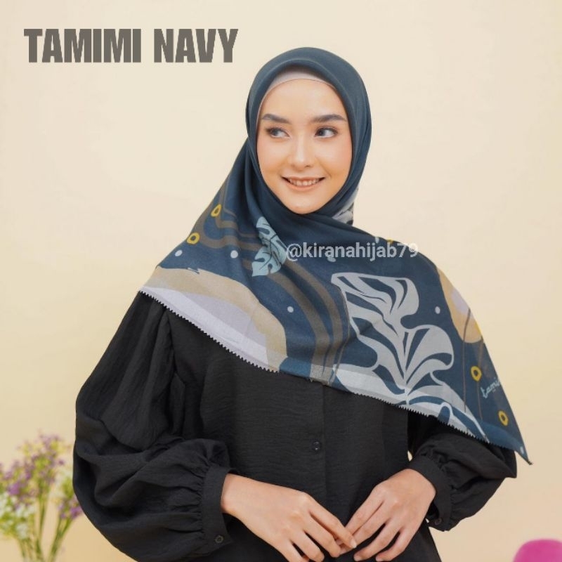 TAMIMI NAVY Hijab Segiempat Voal Motif