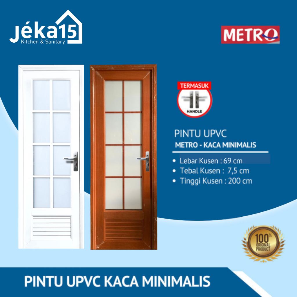 PINTU KAMAR UPVC KACA MINIMALIS KOMPLIT HIGH QUALITY