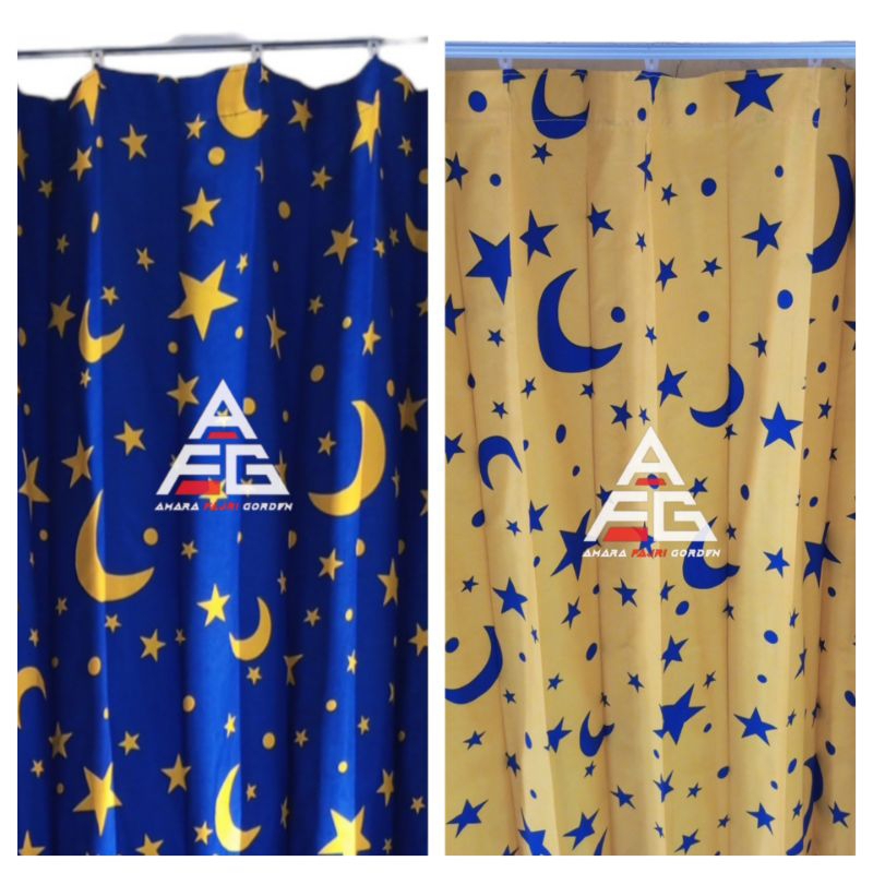 [PINTU DAN JENDELA] gorden motif bulan bintang 2meter/ gorden plisket/ gorden pintu/ tirai jendela/ 
