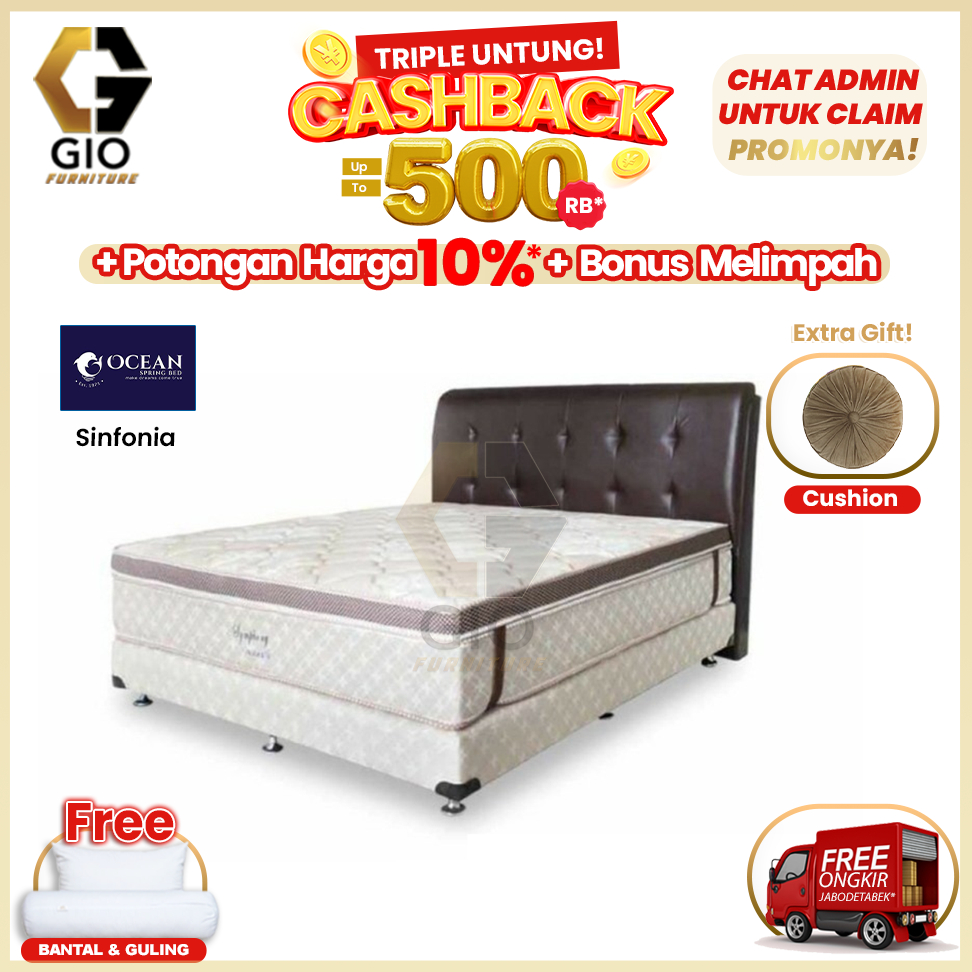 Kasur Ocean Sinfonia / Ocean Springbed Sinfonia (Full Set Mattress + Divan + Headboard + Bonus )