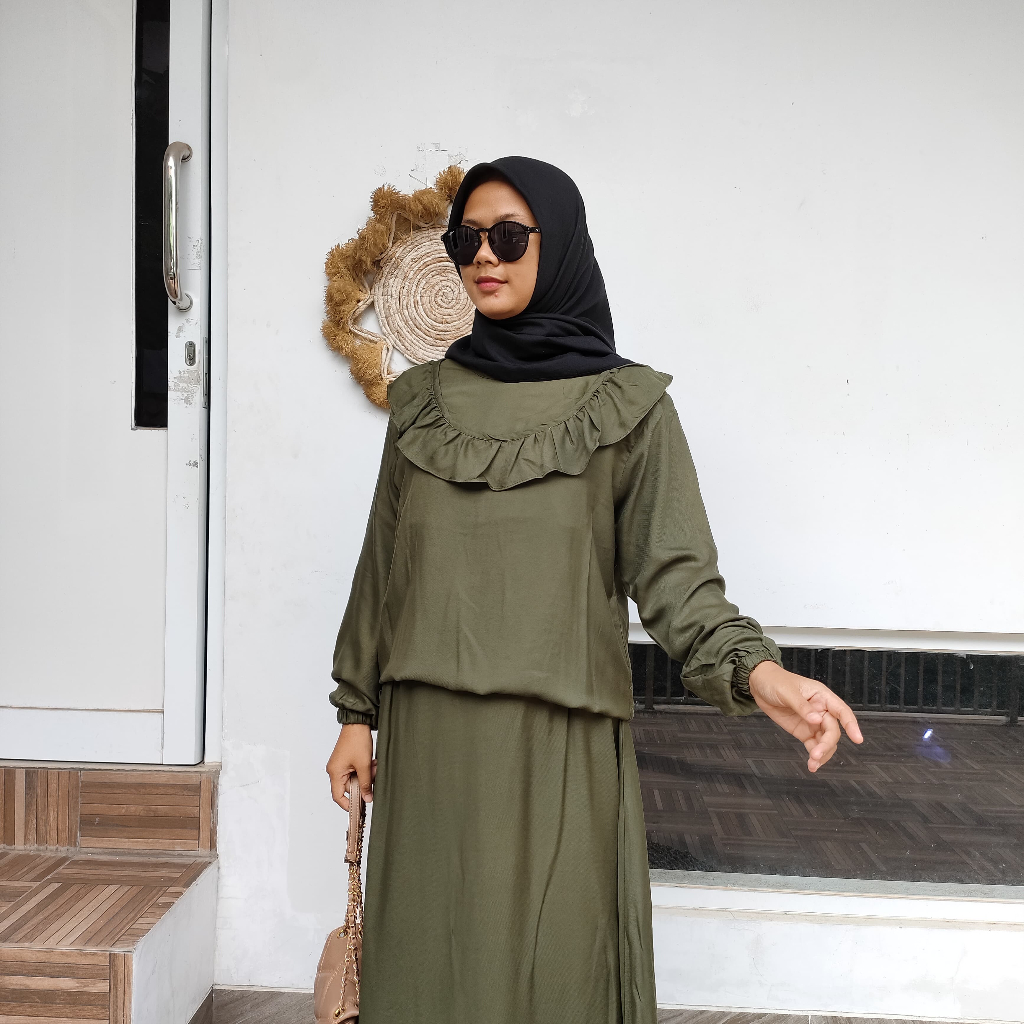 S_G SETELAN ROK RAYON POLOS / SETELAN ROK POLOS RUFFLE / SETELAN ROK WANITA / SETELAN ROK MUSLIM