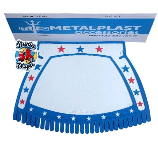 kepet air vespa metalplast 3 warna putih biru merah. mudflap vespa metalplast 3 warna. cepet air ves