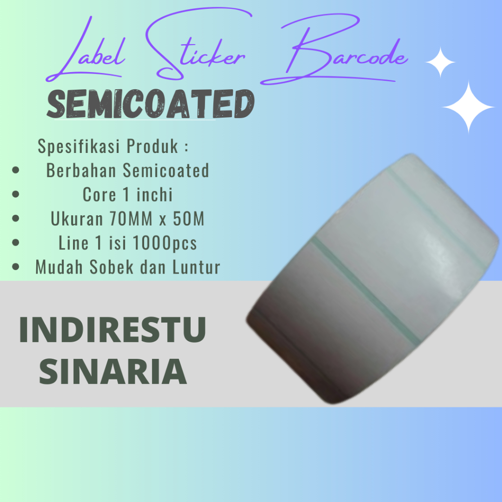 

Label Semicoated Ukuran 70x50 1 Line 1000 Pcs - Biru Muda