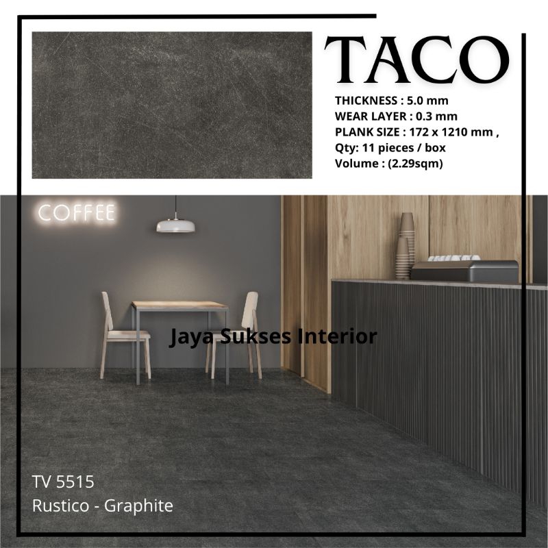 Lantai SPC Vinyl Kayu TACO TV 5515 Tebal 5mm / Box