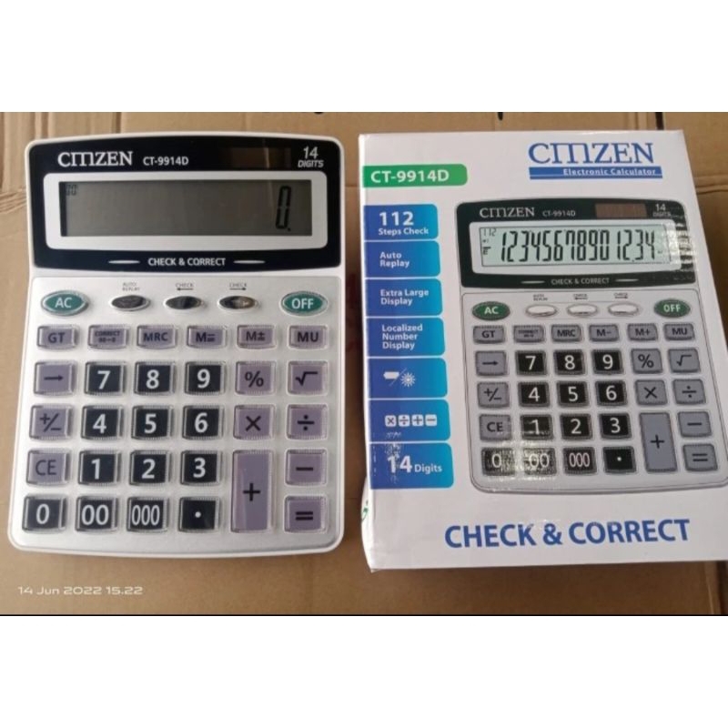 

KALKULATOR CITIZEN CT 9914D 14 DIGIT BIG LAYAR CHECK AND CORRECT
