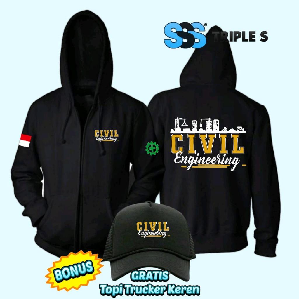 JAKET RESLETING CIVIL ENGINEERING HOODIE ZIPPER TEKNIK SIPIL KEREN BONUS TOPI TRIPLES KEREN