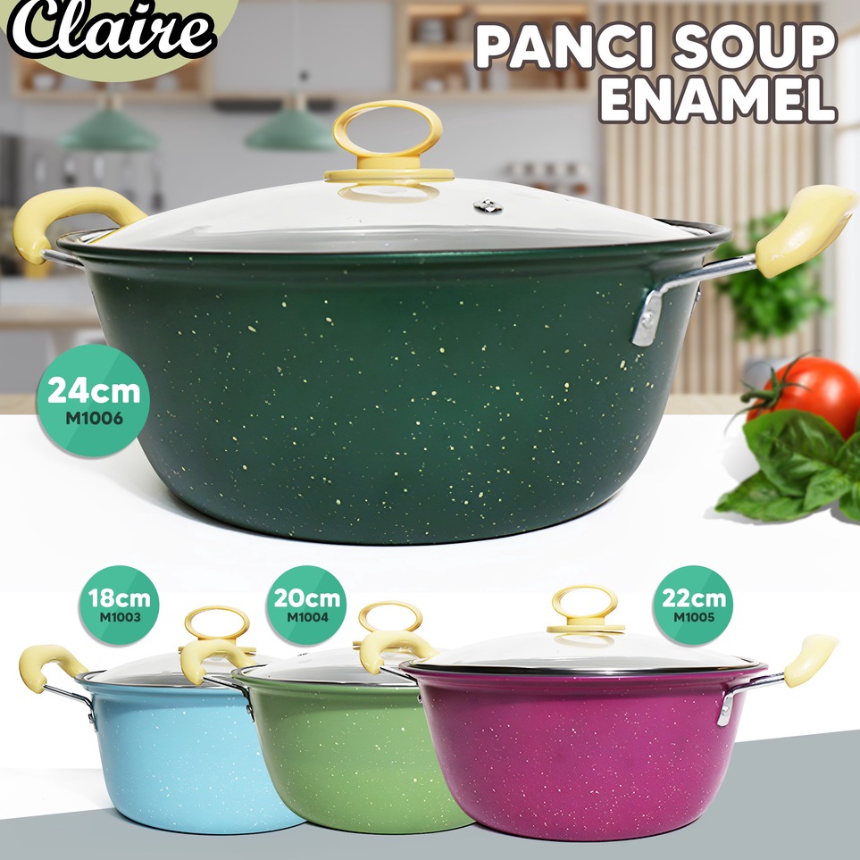 Panci Sop Banyak Ukuran  Panci Sop Enamel Stainless  Soup Pot Panci Susu Enamel