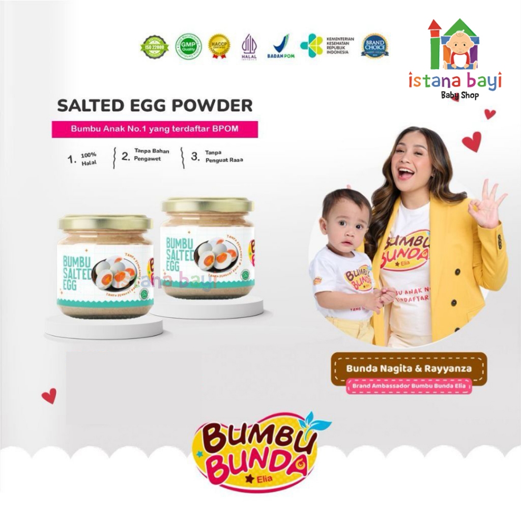 

Bumbu Bunda Elia Salted Egg Powder Bumbu Telur Asin Bubuk Non MSG Non Pengawet / Bumbu Anak / Bumbu MPASI / Kaldu MPASI