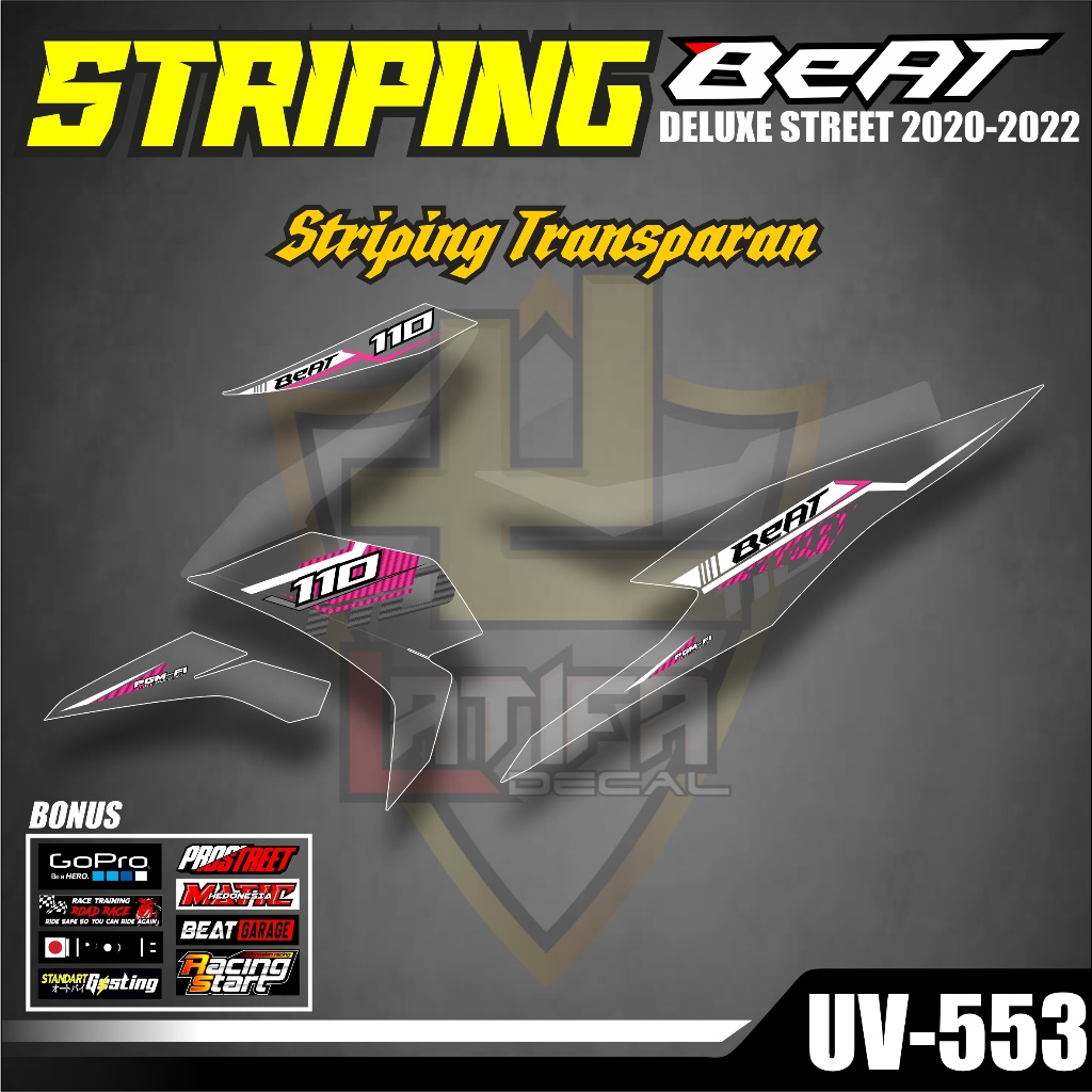 Striping Transparan UV Aksesoris Bodi Motor Beat Deluxe Street New - Stiker Variasi Semifull Honda Beat Deluxe 2020,2021,2022