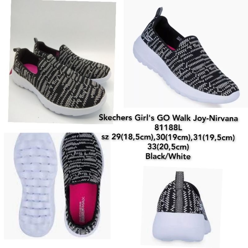 Skechers Girl's GO Walk Joy-Nirvana  81188Lsz 29(18,5cm),30(19cm),31(19,5cm),33(20,5cm)Black/White