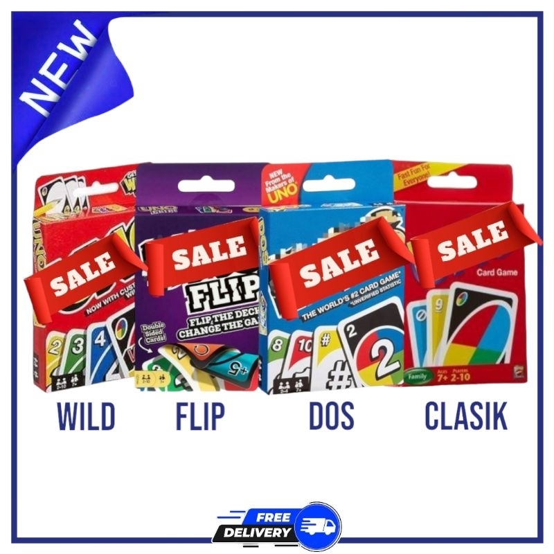 Permainan Kartu Paket kombo 4 kartu Fl1p, W1ld, D0s, Clasik Card Game Toys