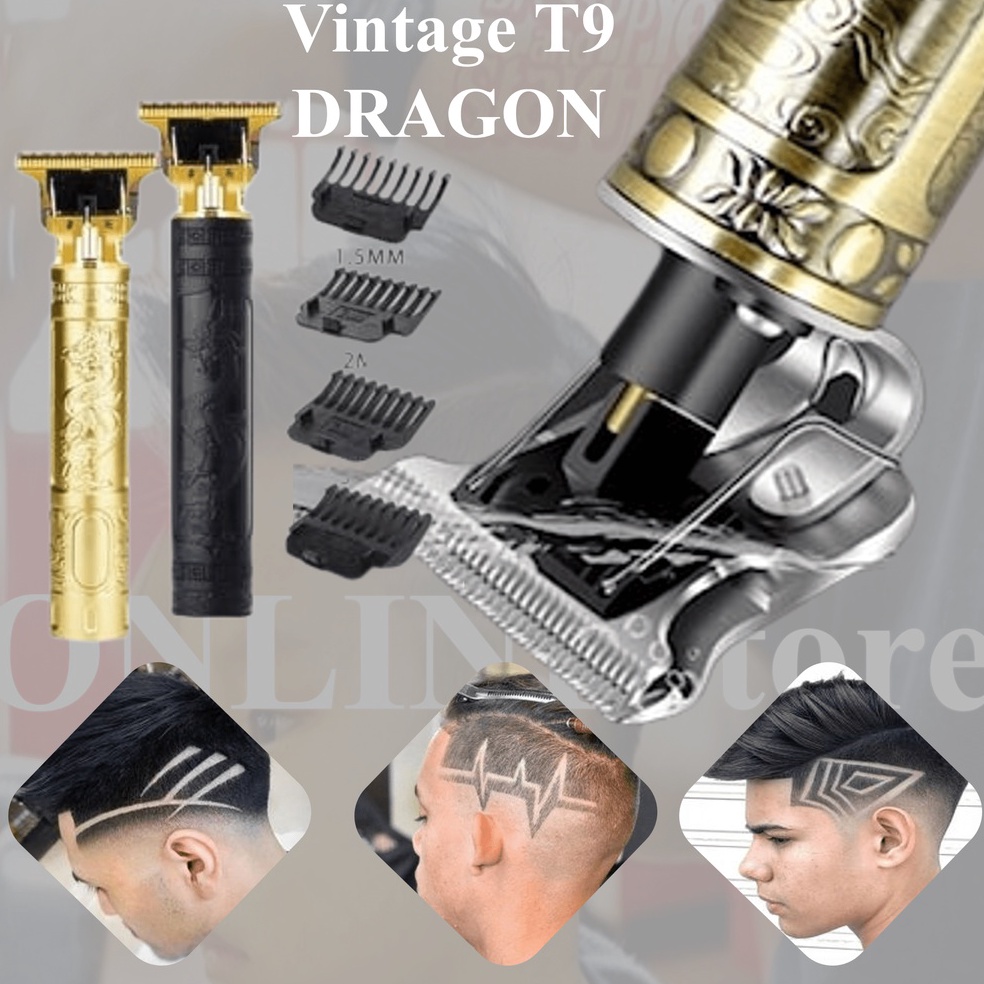 Mesin Alat Cukur Cas Elektrik Gunting Pencukur Bulu Rambut Kepala Kumis Jenggot Vintage T9 Motif Nag