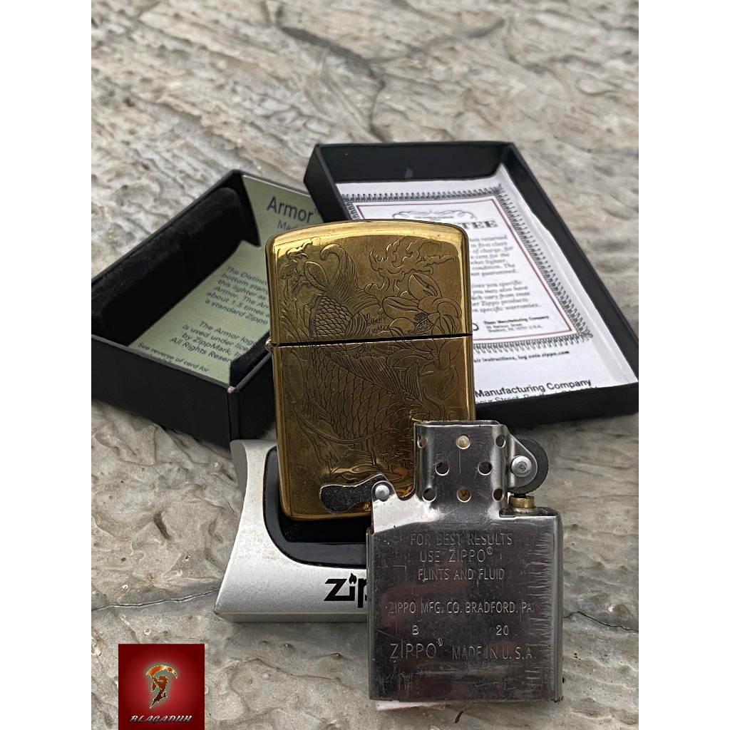 ZIPPO FISH LOGO GOLD "Armour Case"