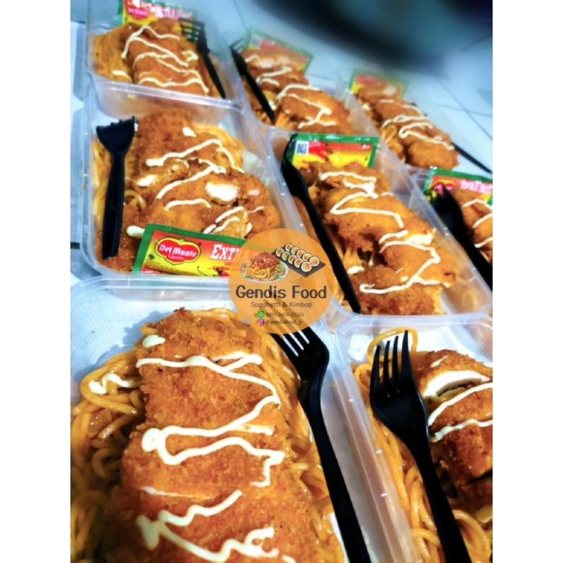 

spageti chicken katsu homemade