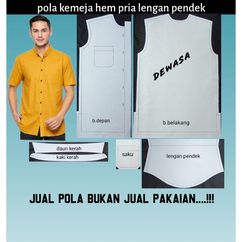 POLA KEMEJA HEM PRIA LENGAN PENDEK