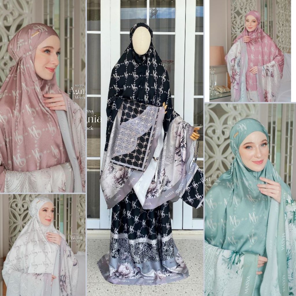 Mukena Mewah Prayer Set Armani Silk Premium Motif Masya Syari Original Terbaru Agnia Madenia Syari B