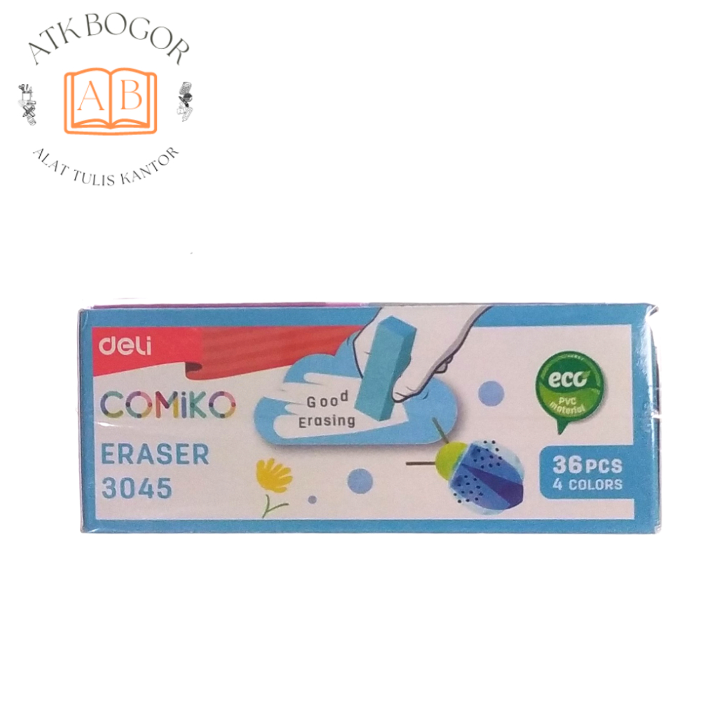 

Deli Penghapus Pensil Panjang 4 Warna 3045 Eraser PVC Material - 1 Pack / 36 Pcs