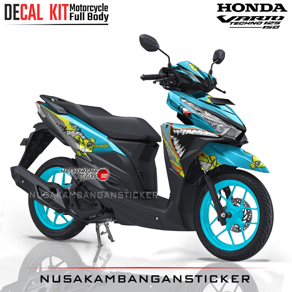 Decal Stiker All New Vario 125-150 Shark viavia Rossi Biru Sticker Full Body