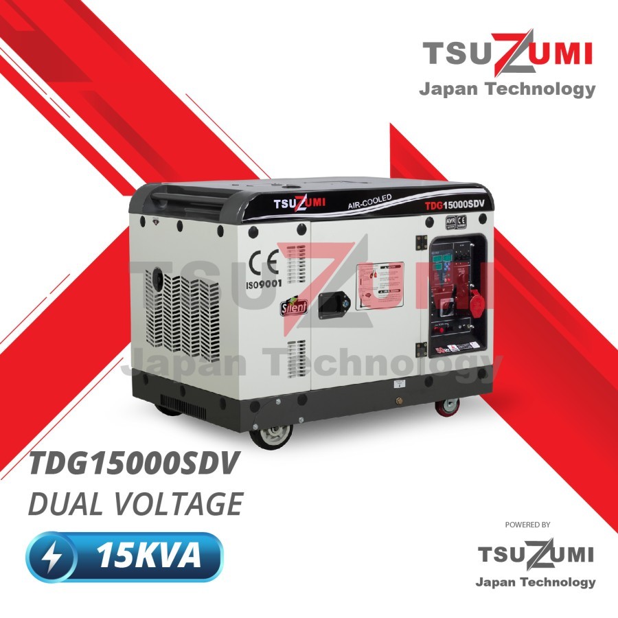 Genset 15 kva 3 phase 1phase TSUZUMI TDG 15000 SDV Genset 10000 watt 120000 watt 3 phase