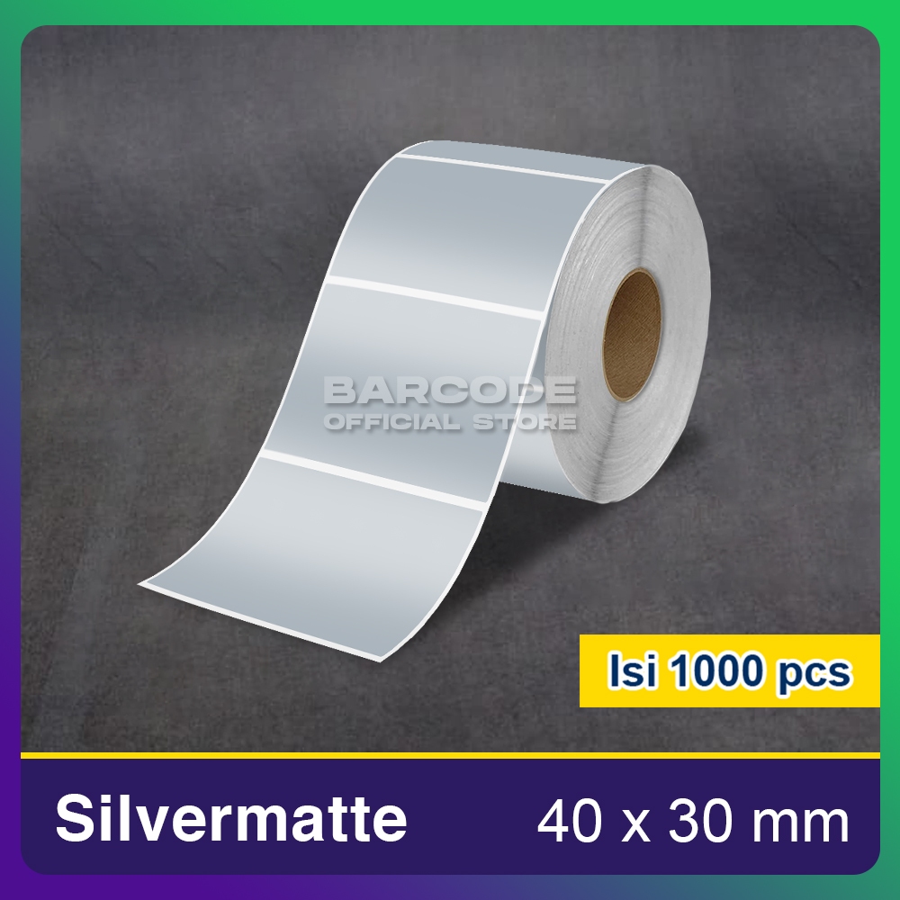 

Label Silver Matte 40x30mm 40x30 Stiker Barcode 40 x 30 mm Silvermate isi 1000 Pcs