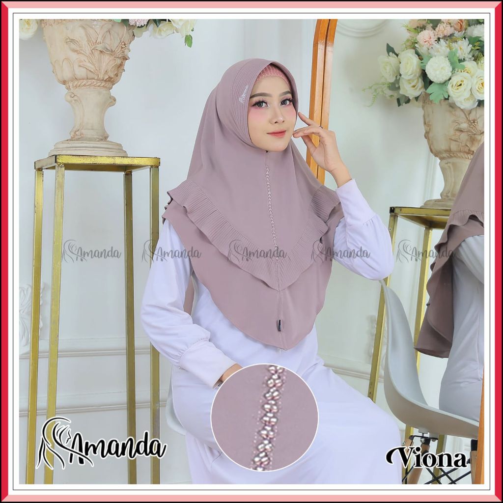 AMANDA - HIJAB INSTAN REMPEL VIONA JERSEY IMPORT | Hijab Sport Nutup Dada Kualitas Premium