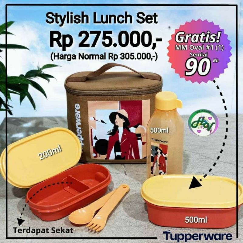 SALE - TUPPERWARE STYLISH LUNCH SET - TEMPAT BEKAL MAKAN SET LENGKAP DENGAN TAS