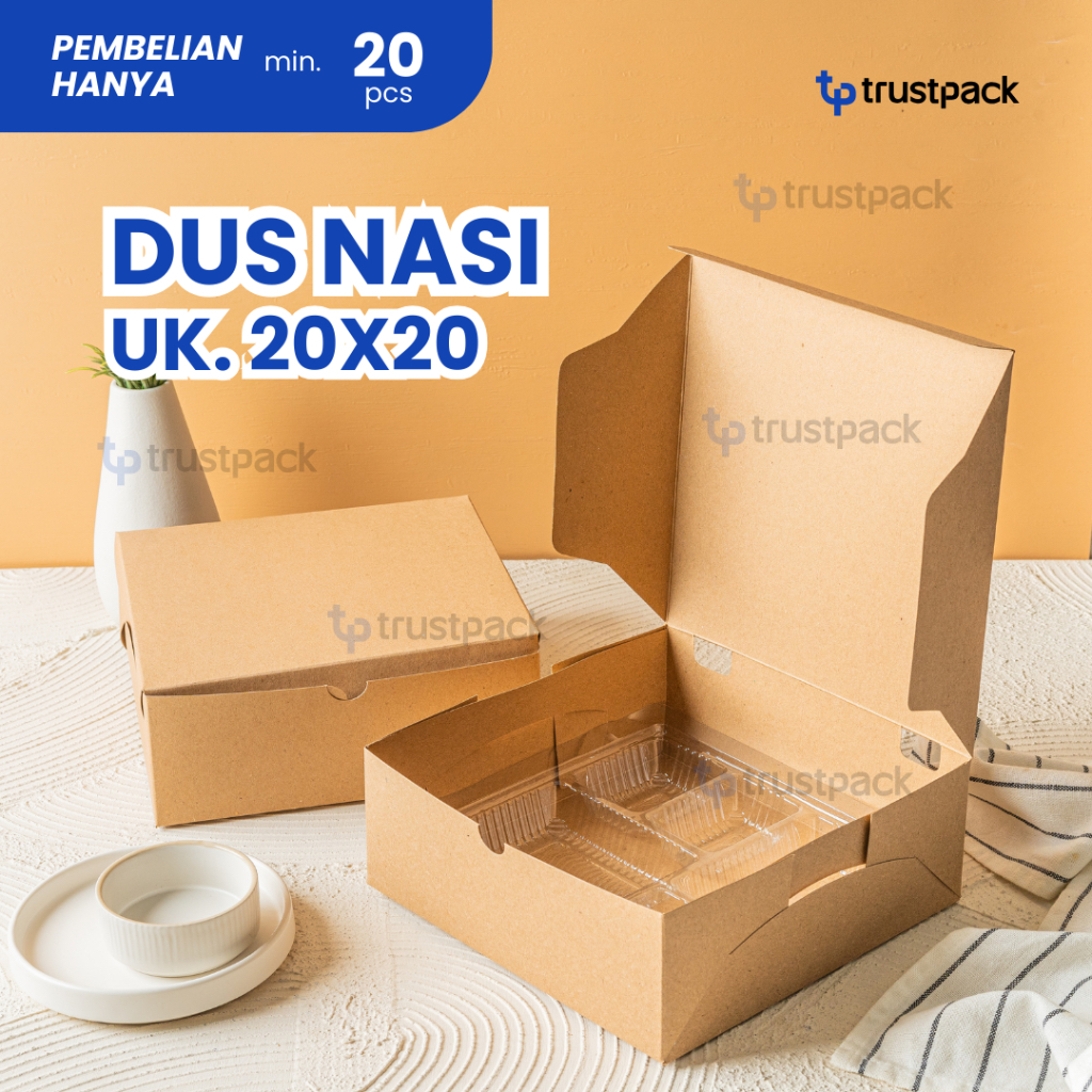DUS NASI 20x20 KOTAK NASI KRAFT PAPER / COKLAT SUPER TEBAL PREMIUM