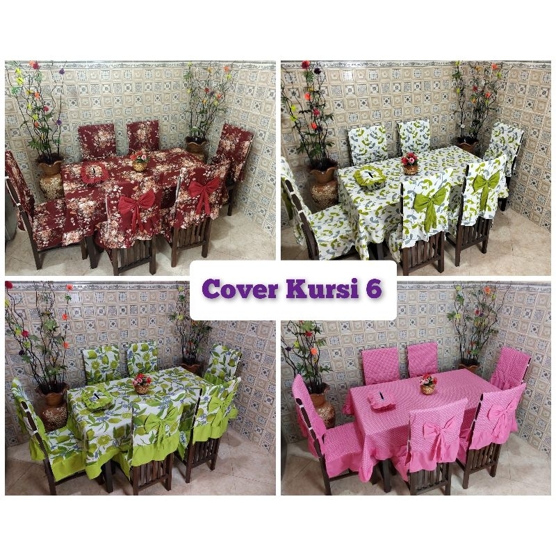 COVER SARUNG KURSI 6 SET/COVER TAPLAK MEJA MAKAN