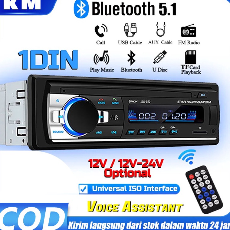 Bisa COD Tape Audio Radio Mobil Multifungsi Bluetooth USB MP3 FM Radio JSD52 LCD Multifungsi Bluetoo