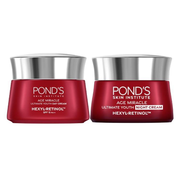 Pond's Age Miracle Hexyl Retinol Niacinamide Day &amp; Night Cream Moisturizer Anti Aging + Glowing 50g