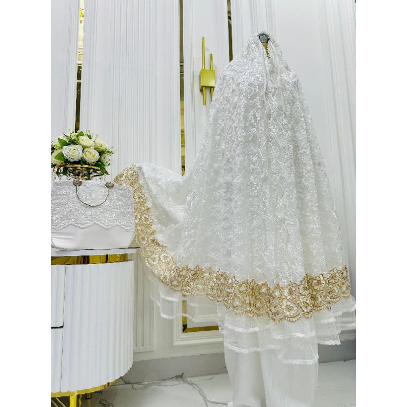BESTSELLER MUKENA BRUKAT MIX RENDA PUTIH / MUKENA DEWASA