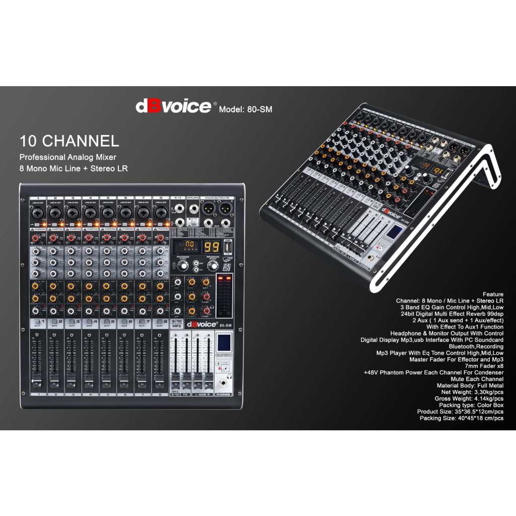 Mixer Analog dBvoice 80-SM 8Channel Mixer Installasi Project Masjid