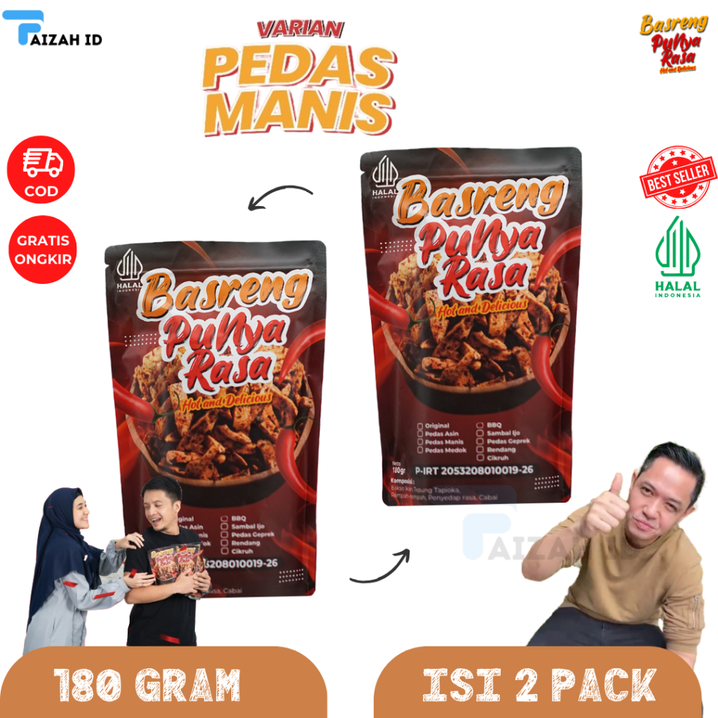 

Basreng Paket Isi 2 Pcs Varian Rasa Pedas Manis Ingredient Rempah-rempah Bakso Ikan Produk BPOM