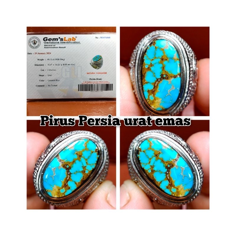 CINCIN BATU AKIK PIRUS PERSIA URAT EMAS