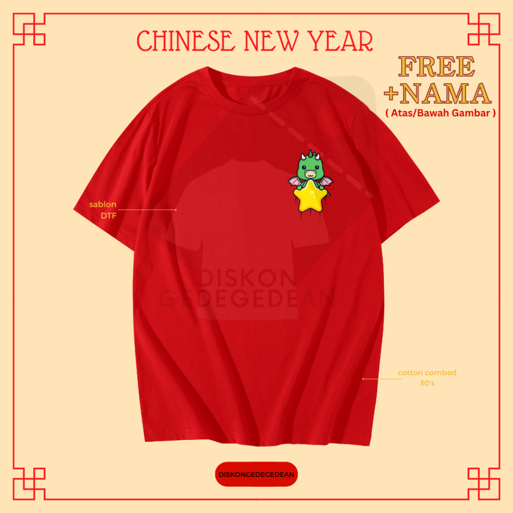 Diskongedegedean Kaos Imlek Shio Naga Baju Tshirt Logo Imlek Type 11