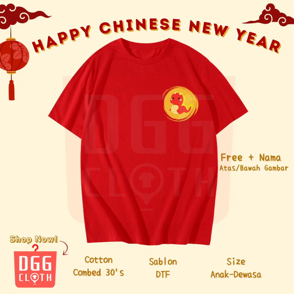 DGGCloth Kaos Imlek Shio Naga Baju Tshirt Logo Imlek Sincia Type 5