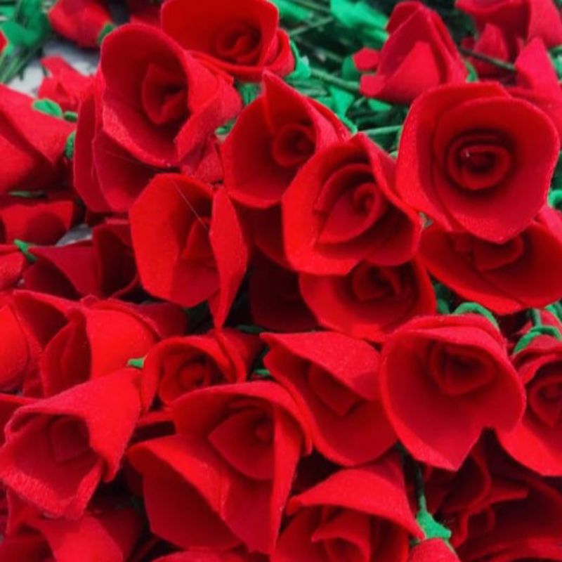 Bunga Flanel bunga mawar flanel bunga valentine valentine days bunga rose  mawar merah tangkai bunga