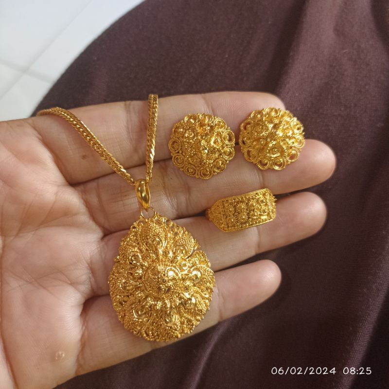 set perhiasan alpaka bali lapis emas