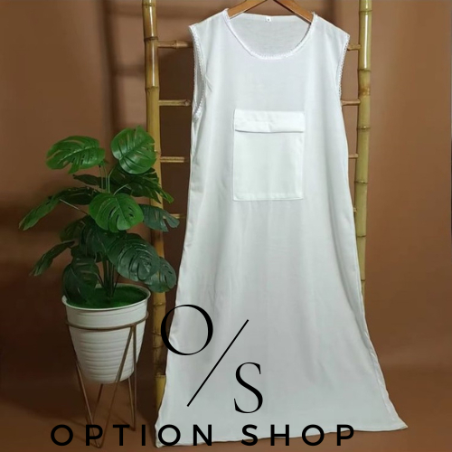 gamis singlet wanita / singlet gamis saku depan / singlet gamis umroh dan haji / singlet daleman gam