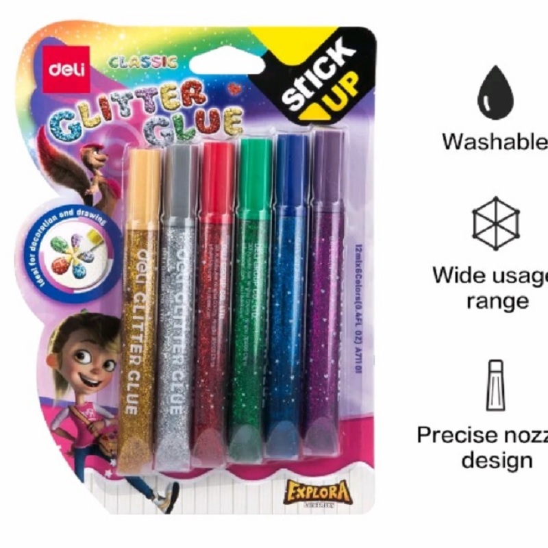 

Deli EA71101 Classic Glitter Glue 12ml 6C / Lem Glitter isi 6