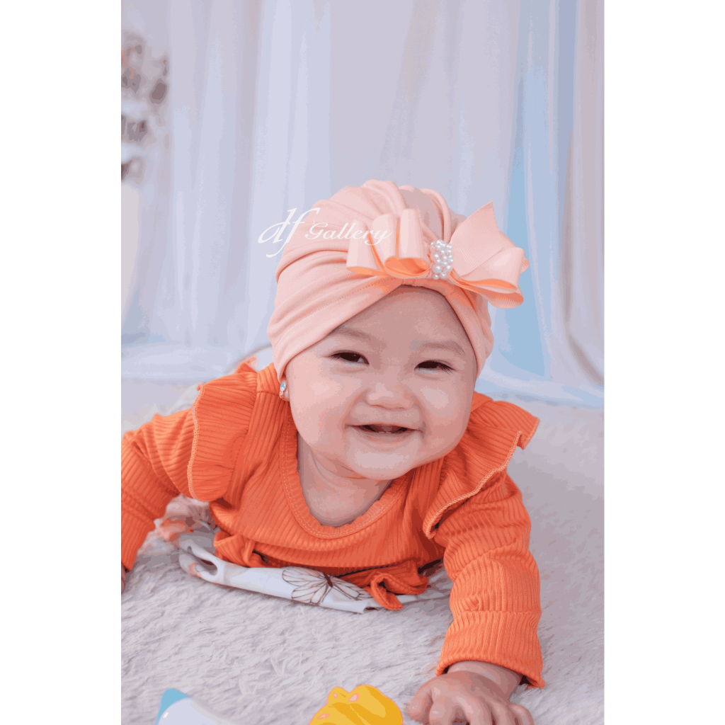 Turban Minji Pita Sorban Bayi Motif Polos | Ciput Baby NewBorn |  Topi Anak Perempuan | Turban Sorba