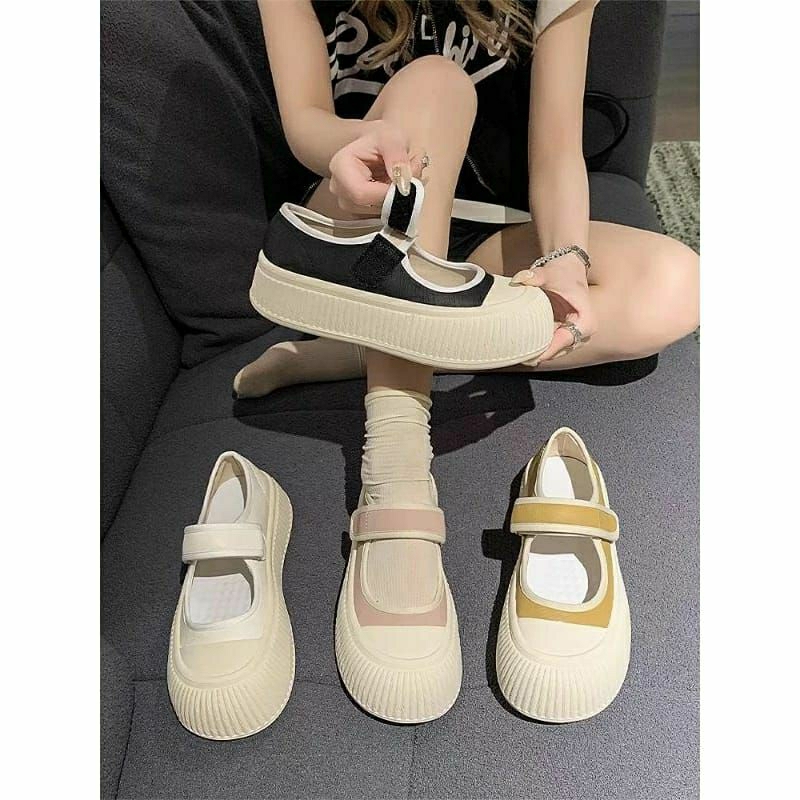 Sepatu wanita kasual gaya korea || Sepatu wanita tanpa tali seneaker slip on gaya korea ujung bulat