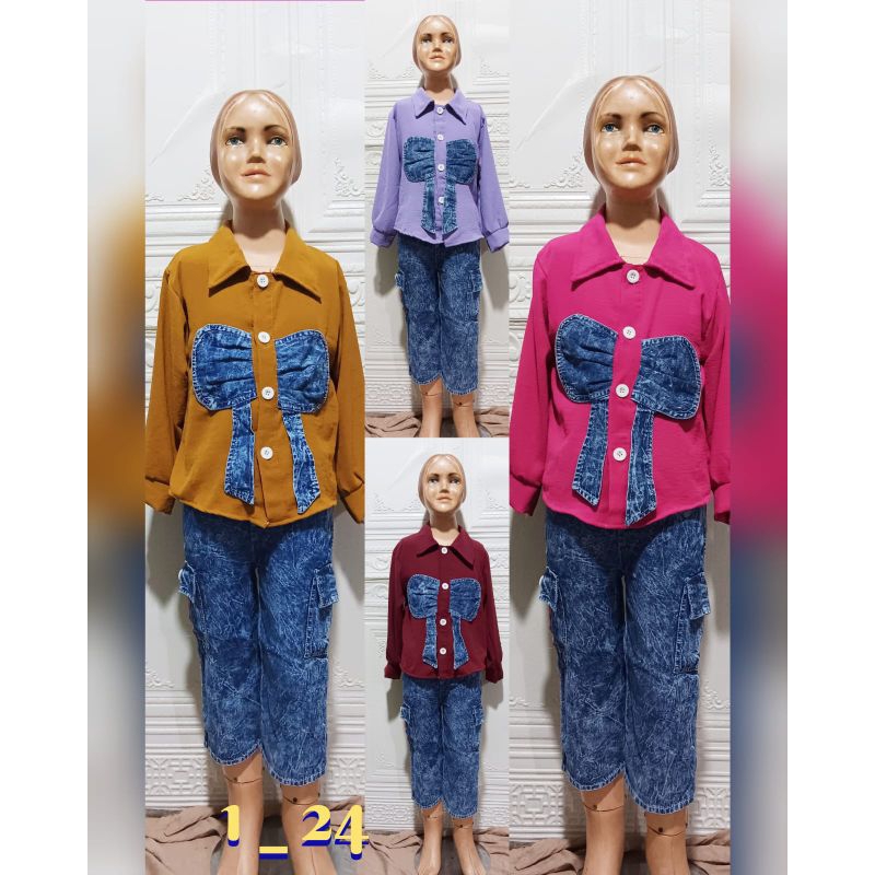 setelan cargo jeans anak perempuan