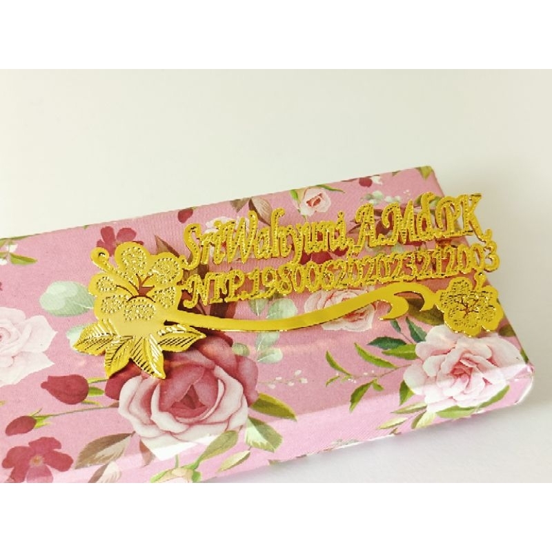 Bros pin NIP PNS premium bisa ukir nama sendiri lapis emas